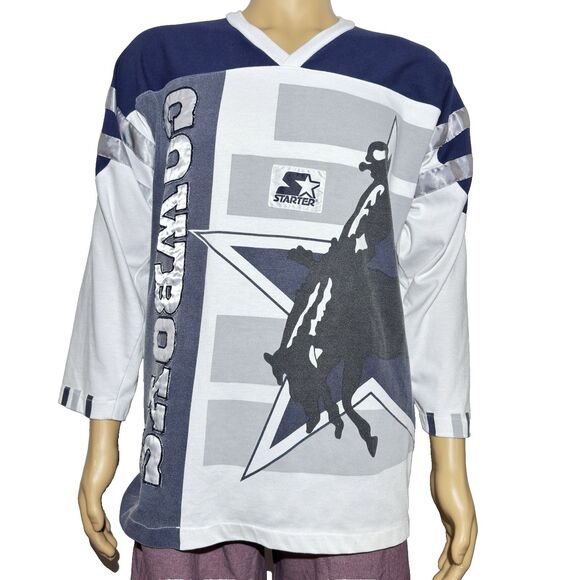 Vintage 90s Starter Dallas Cowboys Long Sleeve Big Logo Shirt Men’s L EUC - Picture 1 of 10